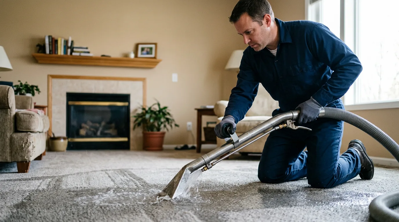 Water damage restoration technician working near Amoret, MO